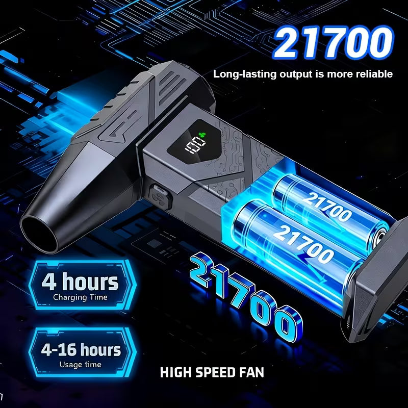 1pc Cordless Turbo Fan, portable personal fan with rechargeable hair dryer function