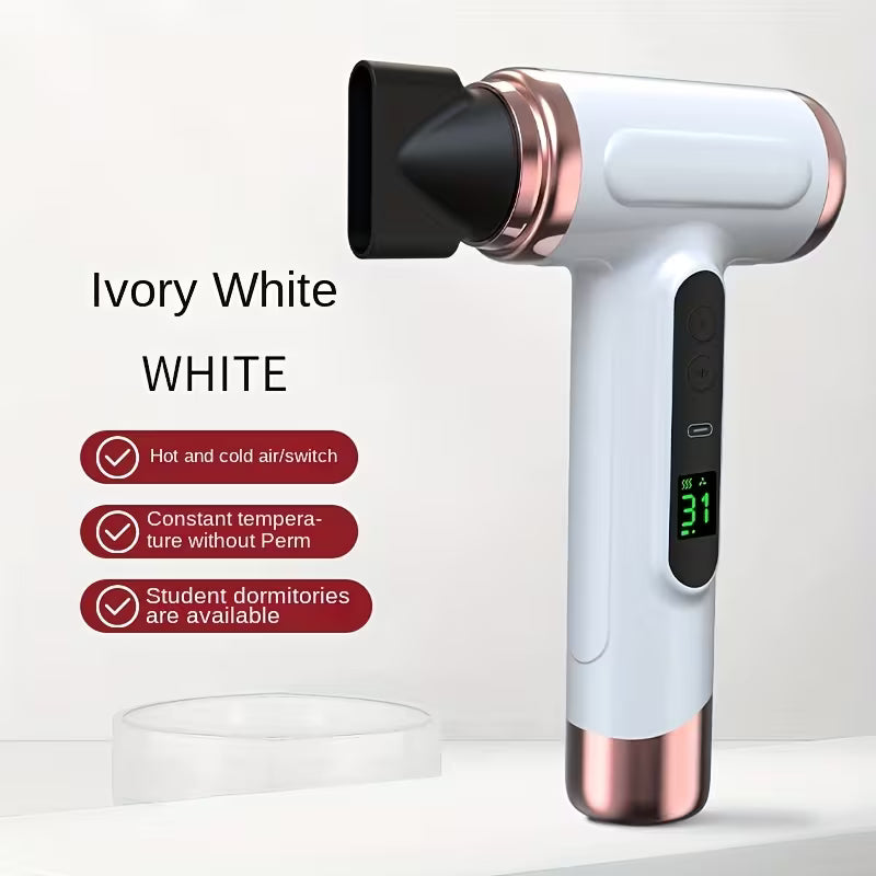 Rechargeable Hair Dryer with Three Temperature Settings for Hot And Cold Air