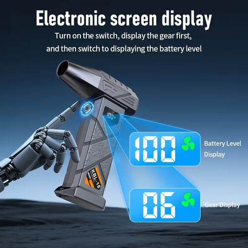 1pc Cordless Turbo Fan, portable personal fan with rechargeable hair dryer function